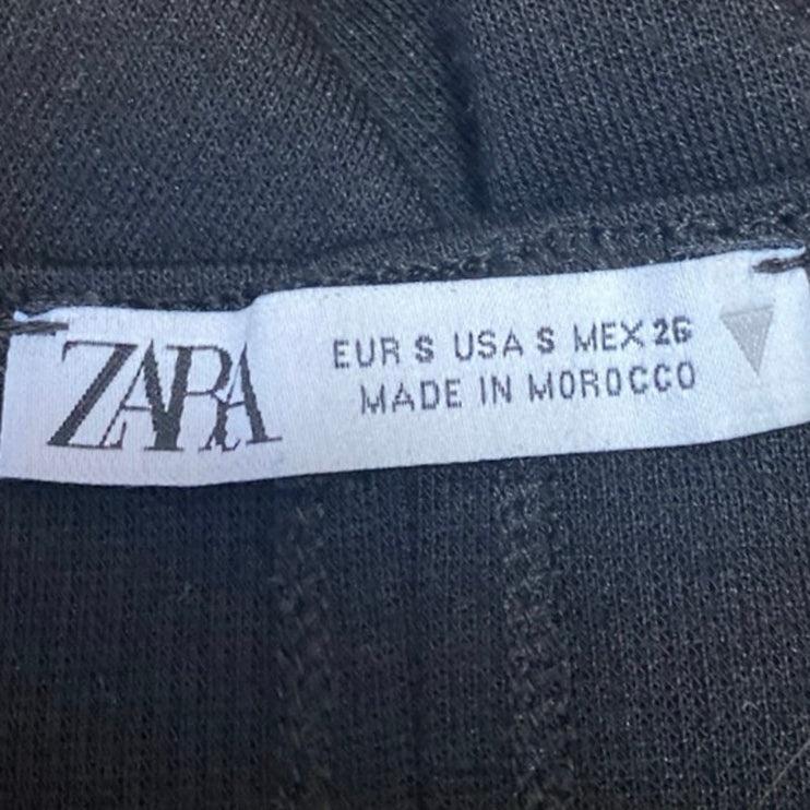 Zara Black Sleeveless Square Neck Back Slit Stretch Tank Midi Bodycon Dress Sz S