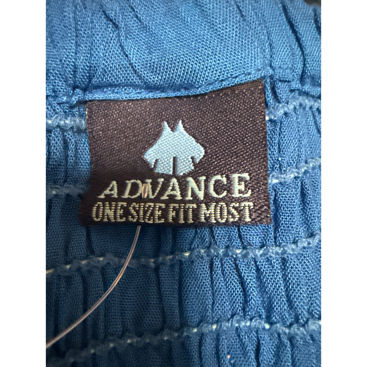 Advance Women's Blue Patchwork Floral Smocked Boho Hippie Harem Pants Size OS