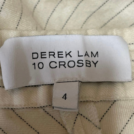 Derek Lam 10 Crosby Women's Cream Wool Striped High Rise Trousers Pants Size 4