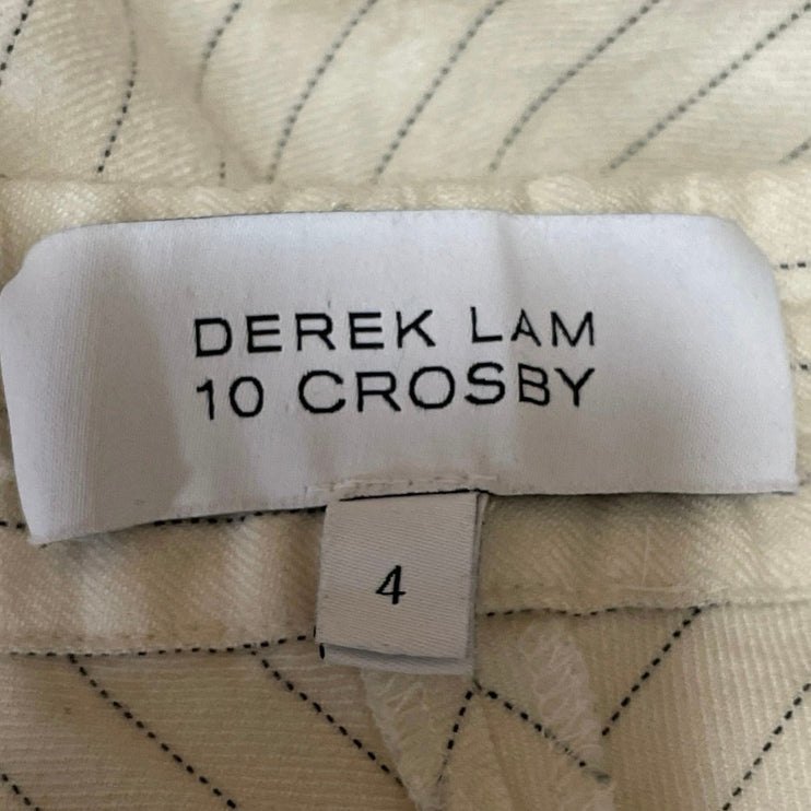 Derek Lam 10 Crosby Women's Cream Wool Striped High Rise Trousers Pants Size 4