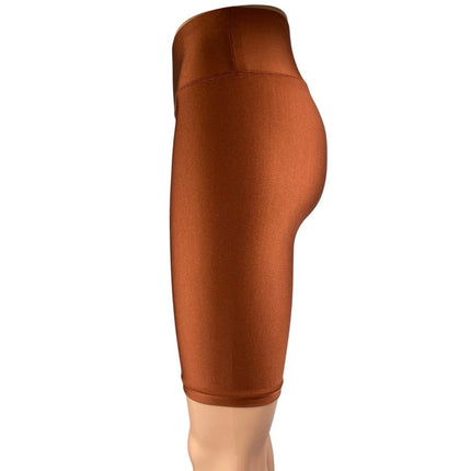 All Access Brown Rust Metallic Shiny High Rise Yoga Athletic Biker Shorts Sz XS