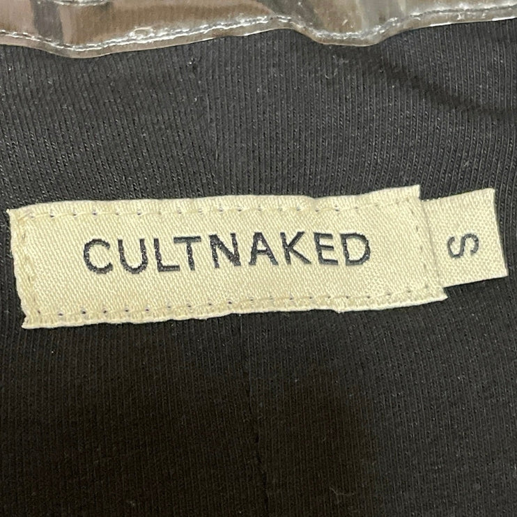 Cultnaked Black Faux Leather Vegan Strapless Bandeau Tube Sleeveless Crop Top S