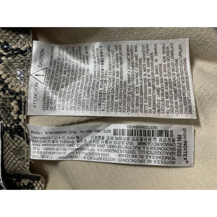 Zara Women's Snakeskin Faux Vegan Leather High Rise Mini Flare A-Line Skirt M
