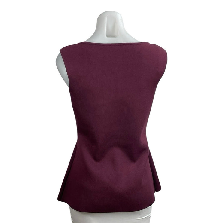 Zara Women's Boat Neck Sleeveless Button Up Tunic Peplum Tank Blouse Vest Top M