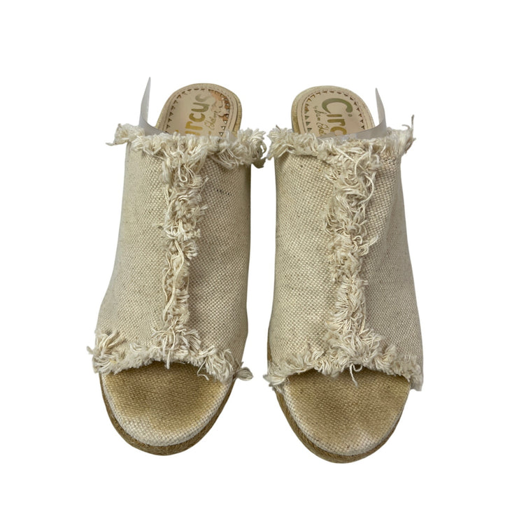 Circus by Sam Edelman Baker Frayed Open Toe Wedge Heels Espadrille Sandals Sz 6