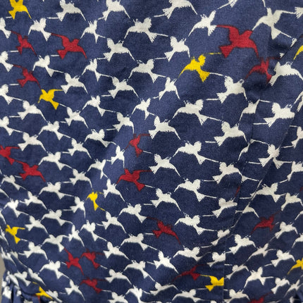 Liza Luxe Navy Bird Print Sleeveless Racerback Mini Cami CamisoleA-Line Dress M