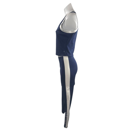 Greyson Luna Blue Tank Top Leggings Yoga Gym Workout Athletic Activewear Set M