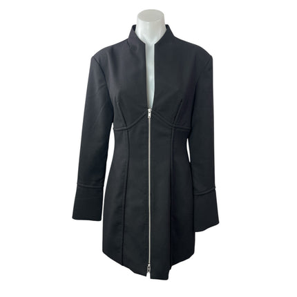 NEW & Other Stories Black Zip Up Long Sleeve Collared Mini Coat Jacket Dress 8