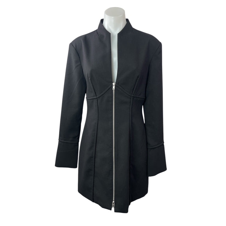 NEW & Other Stories Black Zip Up Long Sleeve Collared Mini Coat Jacket Dress 8