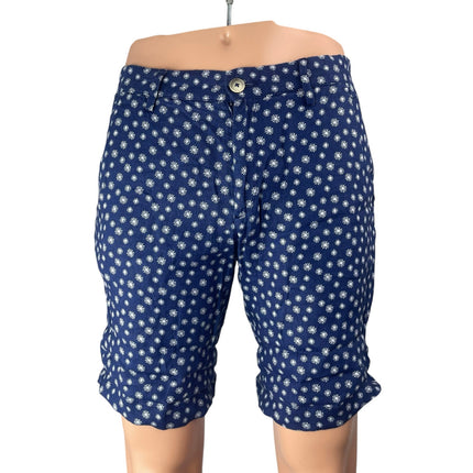 Zara Men's Blue Floral Mid Rise Slim Fit Straight Leg Bermuda Denim Shorts Sz S