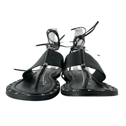 Michael Kors Jagger Black Lace Up Leather Studded Flat Heel Sandals Size 7.5