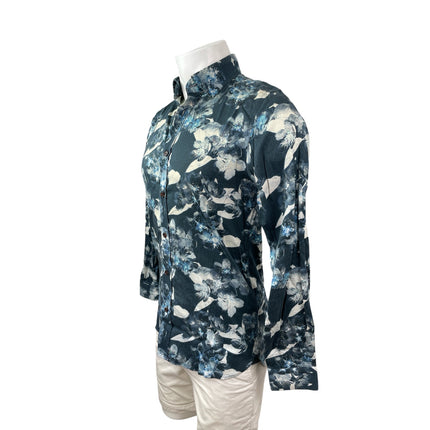 Ted Baker Men's Blue Floral Modern Fit Long Sleeve Button Down Shirt Top Size 15