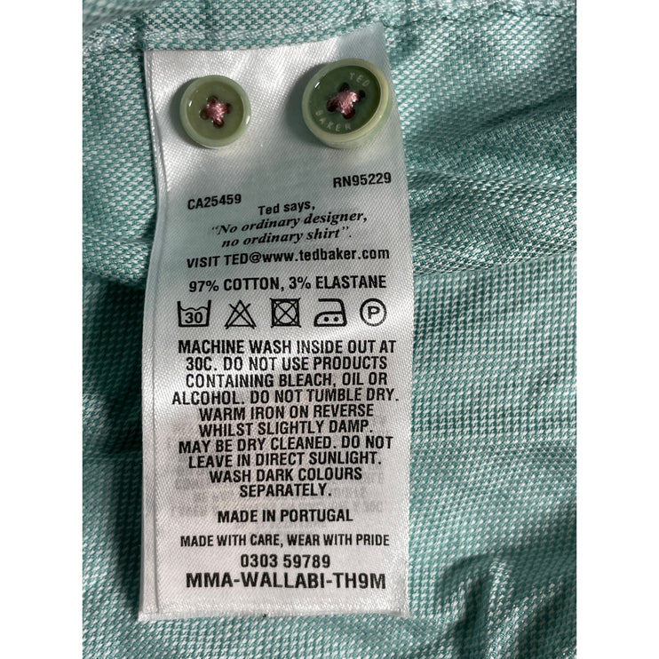 Ted Baker Men's Green Short Sleeve Chest Pocket Button Down Shirt Top Size M