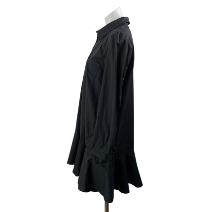 Tuckernuck Women's Black Long Sleeve Half Button A Line Mini Shirt Dress Size M