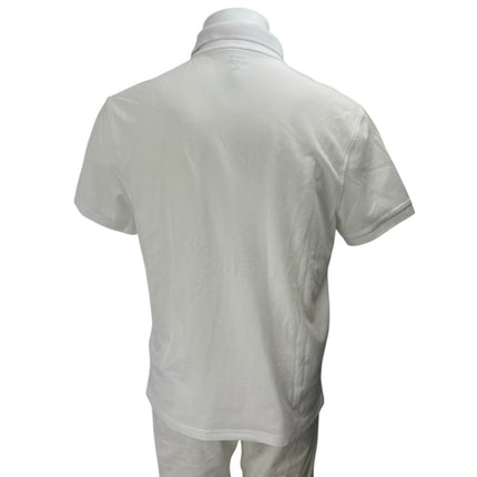 J.Crew Flex Pique Men's White Untucked Short Sleeve Golf Polo Shirt Top Size L