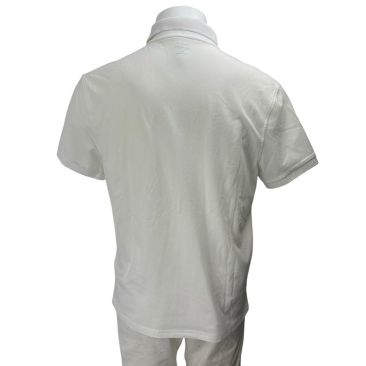 J.Crew Flex Pique Men's White Untucked Short Sleeve Golf Polo Shirt Top Size L