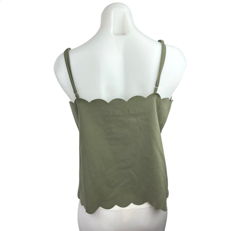 Banana Republic Green Scalloped Adjustable Stretch Soft Camisole Tank Top Size M