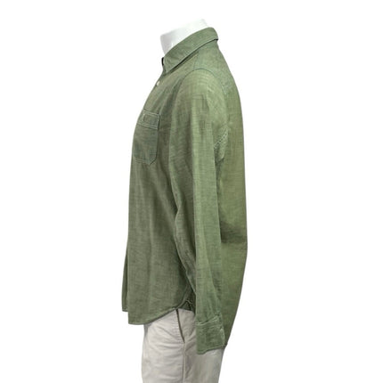 GAP 1960 Icon Worker Green Chambray Collared Long Sleeve Button Down Shirt Top M