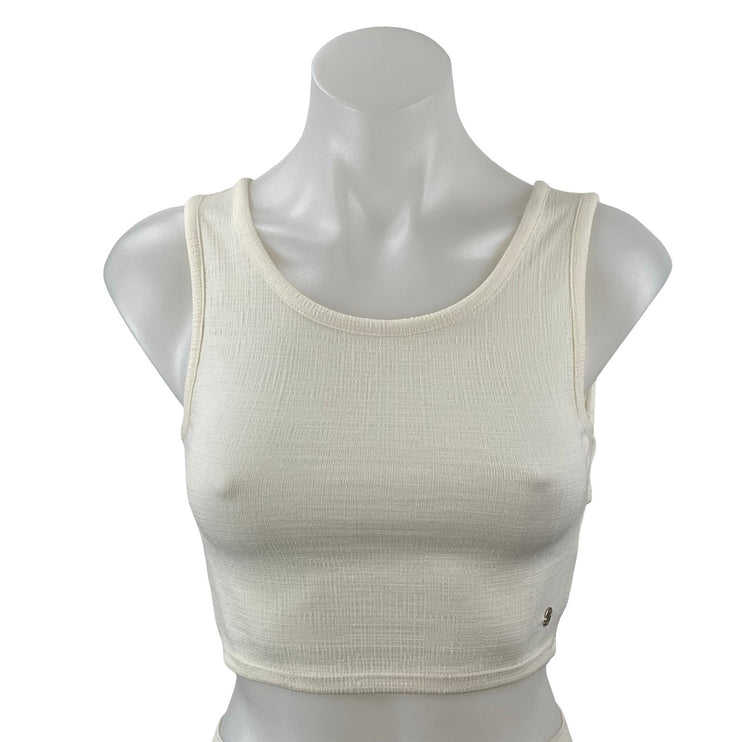 Roxy Women's Cream Sleeveless Textured Yoga Workout Athletic Crop Top Size XS