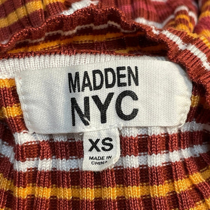 Madden NYC Stripe Long Sleeve CutOut Crop Tee T-Shirt Sweatshirt Sweater Top XS