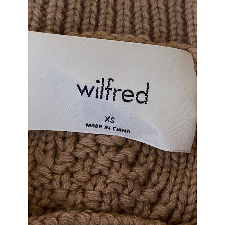 Aritzia Wilfred Women's Tan Wool Cable Knit Sleeveless Sweater Vest Top Size XS
