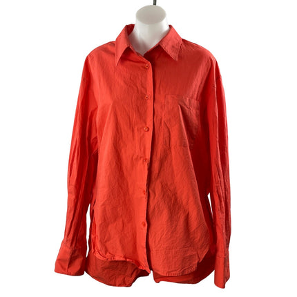 Frankie Women's Orange Long Sleeve Button Down Shirt Shorts 2 Piece Set Size XS