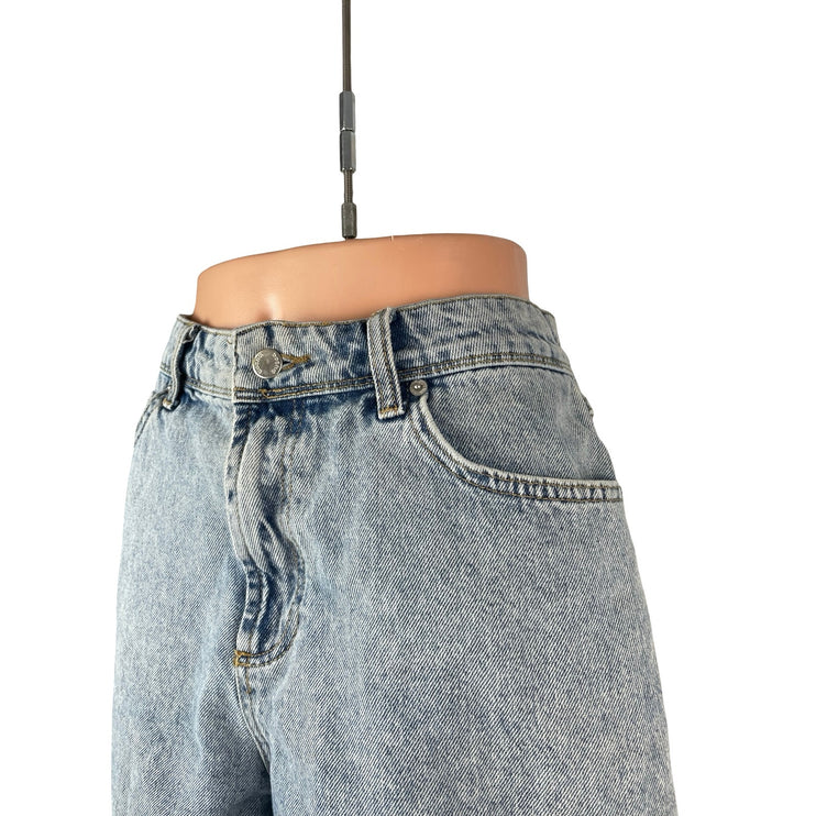 Both& Women's Blue Acid Wash High Rise Mom Bermuda Denim Jean Shorts Size 33