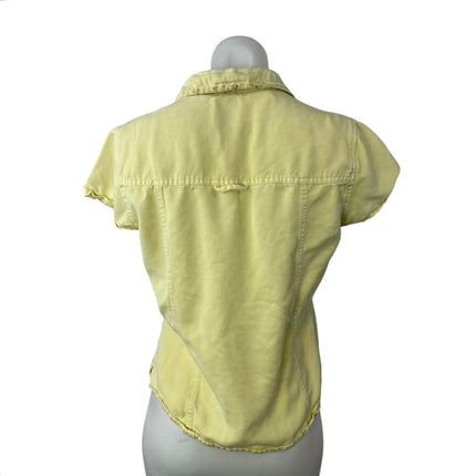 Pulp Women's Yellow Short Sleeve Y2k Slim Blouse Button Down Shirt Top Size S