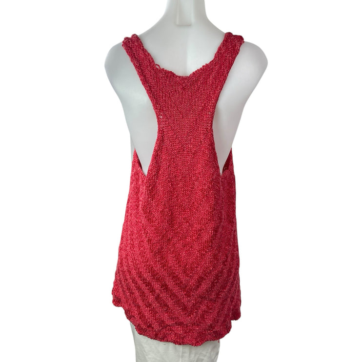 Free People Women's Red Sleeveless Racerback Y2k Boho Tunic Tank Top Size M