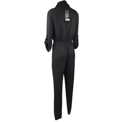 NEW Alloy Apparel Tall Shayna Black Zip Up Collar Pockets Overalls Jumpsuit Sz M