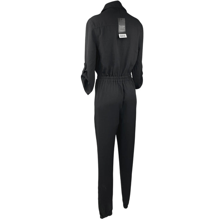 NEW Alloy Apparel Tall Shayna Black Zip Up Collar Pockets Overalls Jumpsuit Sz M