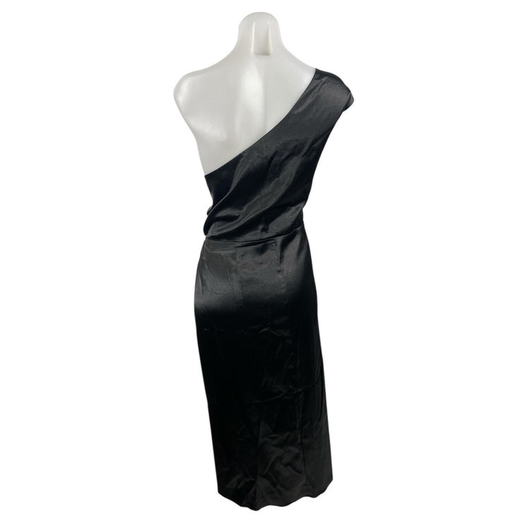 NEW French Connection Adaline One Shoulder Silk Satin Slit Midi Sheath Dress XL