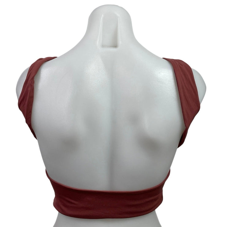 Qinsen Red Sleeveless High Neck Open Back Backless Tank Cami Crop Top Size M