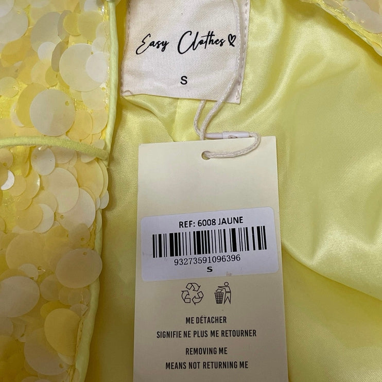 NEW Easy Clothes Yellow Sequin Sparkly Sleeveless Cami Tank Mini Dress Size S