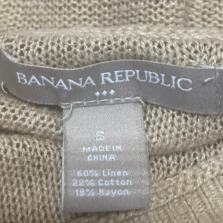 Banana Republic Women's Brown Boatneck Long Sleeve Sheer Open Knit Sweater Top S