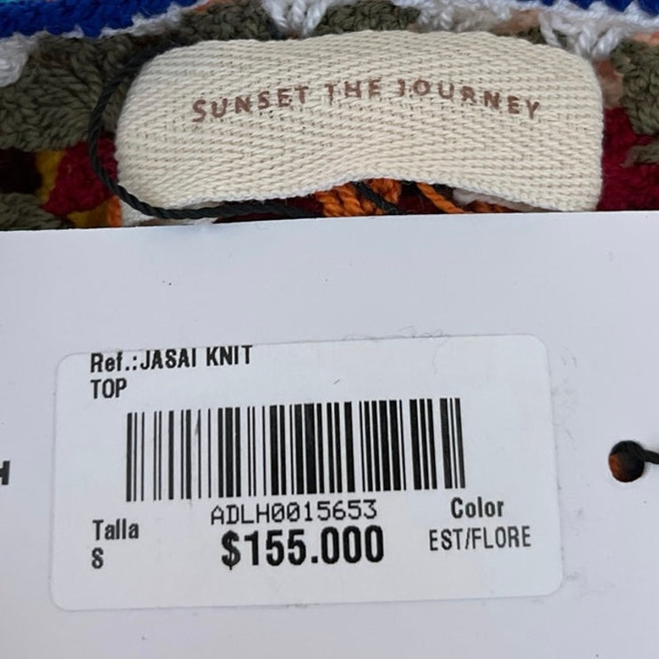 NEW Sunset The Journey Jasai Knit Granny Crochet Sleeveless Crop Top Sweater S