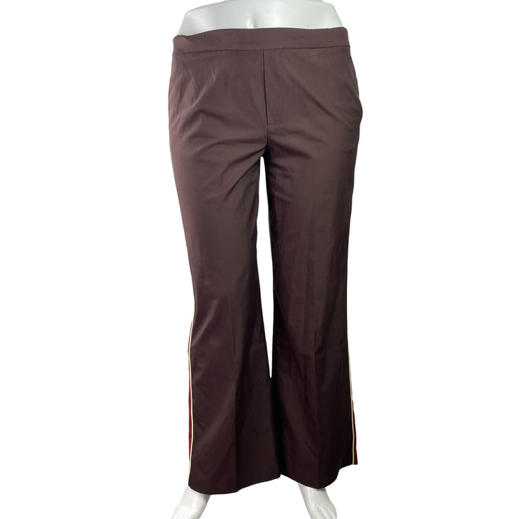 Zara Womens Brown High Waisted Flared Wide Leg Crop Lounge Trousers Pants Sz XL
