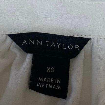 Ann Taylor Women's White Ruffle Flutter Sleeve Tie V-Neck Blouse Top Size XS