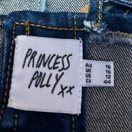 Princess Polly Blue Sleeveless Corset Bustier Denim Jean Tank Crop Top Size 12