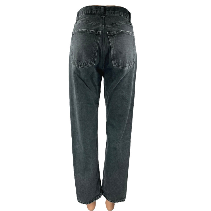 Agolde Women's Black High Waisted Relaxed Fit Straight Leg Denim Jeans Size S