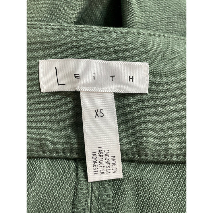 Leith Women's Green Bow Tie Knot High Waisted Straight Trousers Pants Size XS