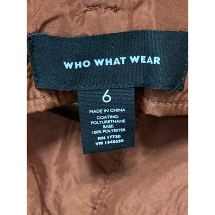 Who What Wear Brown High Rise Faux Leather Vegan Belted Pleated Trousers Pants 6