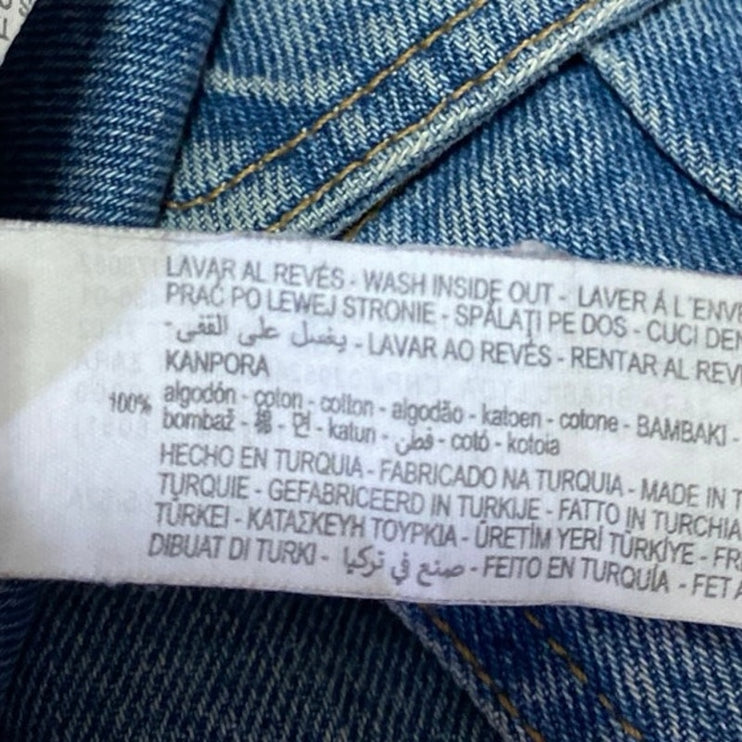 Zara Women's Blue High Waisted Straight Wide Leg Cargo Denim Jeans Pants Size 2