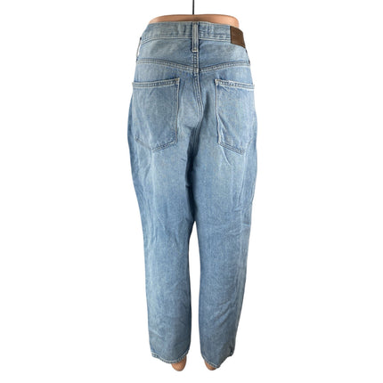 Madewell Darted Distressed High Rise Utility Barrel Mom Denim Jeans Pants Sz 31