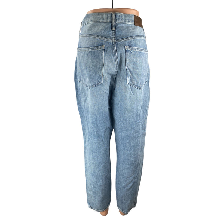 Madewell Darted Distressed High Rise Utility Barrel Mom Denim Jeans Pants Sz 31