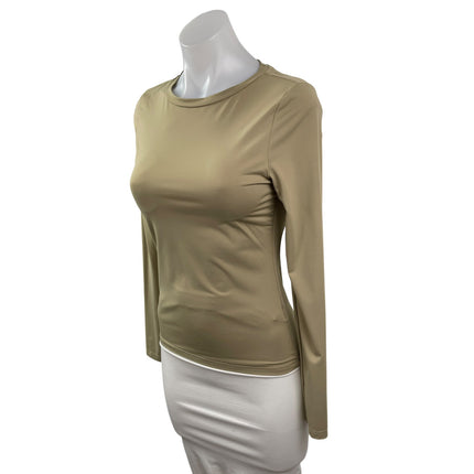 Princess Polly Women's Khaki Crew Neck Long Sleeve Slim Stretchy T-Shirt Top 6