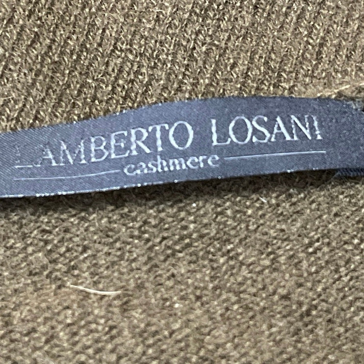 Lamberto Losani 100% Cashmere Olive Green Sleeveless Knit Sweater Tank Top Sz S