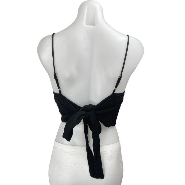 Brandy Melville Women's Black Sleeveless Cami Camisole Tie Back Crop Tank Top S