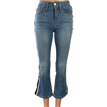 Frame Denim Women's Blue High Waisted Flared Bootcut Crop Denim Jeans Pants 25