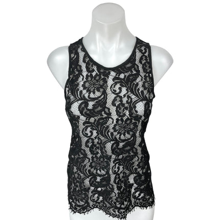 Aritzia Wilfred Black Lace Embroidered Floral Sleeveless Tank Blouse Top Size XS
